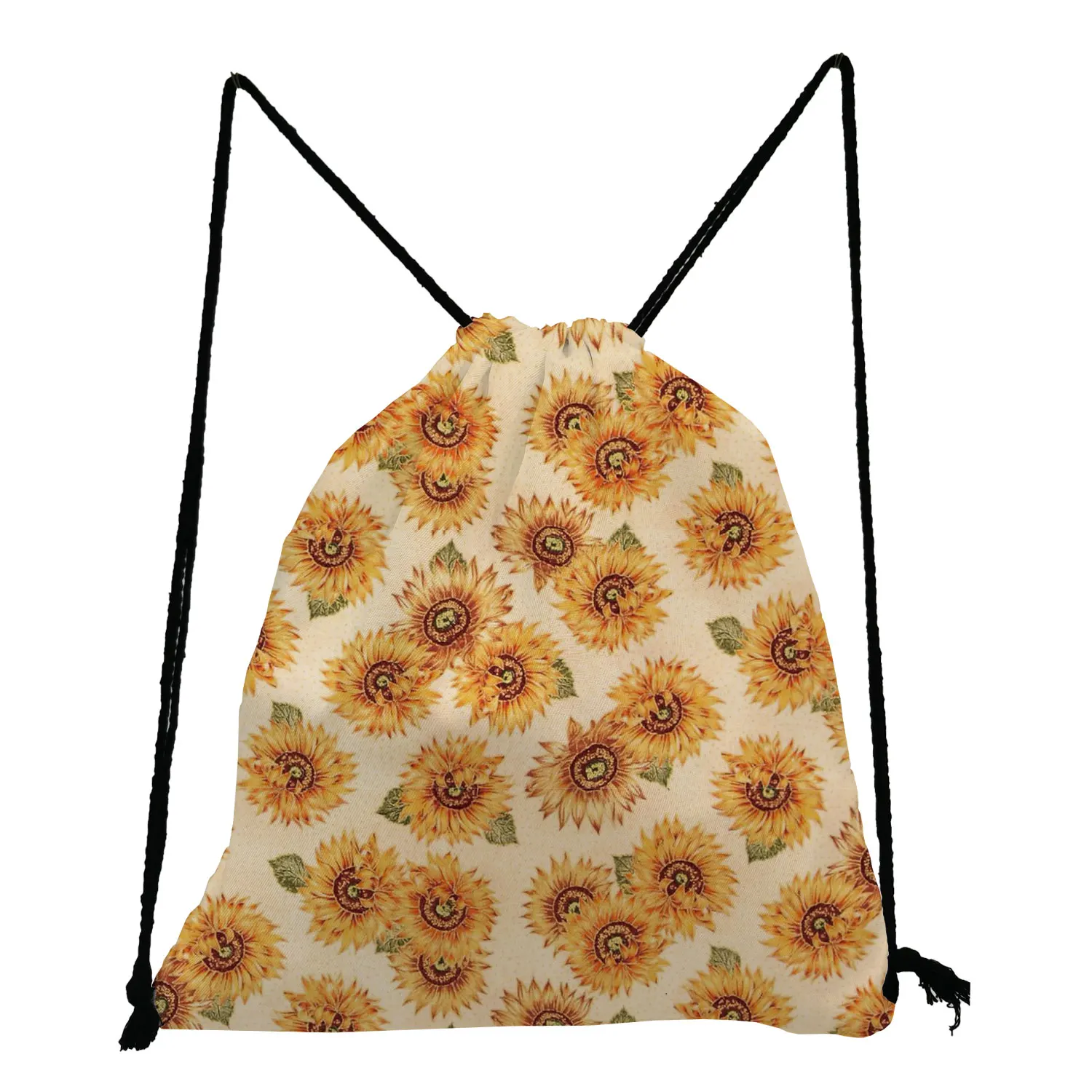 

Yellow Floral Print Softback Bag Sunflower Drawstring Bag Unisex Backpack High Capacity Teenage Boy Girl Bookbag Casual Book Bag