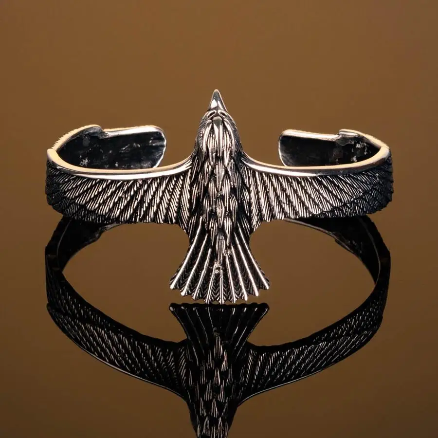 925 Sterling Silver Mens Flying Hawk Bracelet with Animal Figure Trendy Fine Wholesale Elegant Special Stylish Religion Muslim