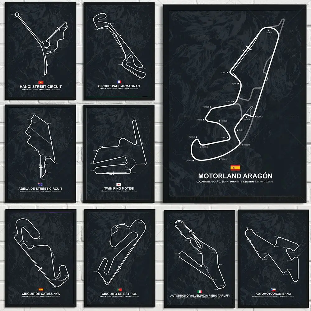 

Inpu Island Jerez Catalonia Sepang International Circus Circuit Canvas Painting Circuit F1 Poster Wall Picture Artist Home Decor