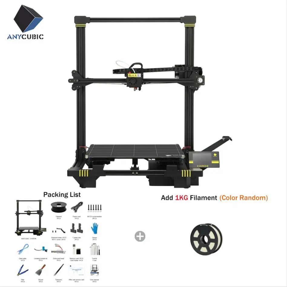 ANYCUBIC Chiron 3d принтер большого размера плюс 400x400x450 мм экструдер двойной Z Axisolor PLA нитей комплект Impressora 3d Drucker - Цвет: Chiron-Add1Filament