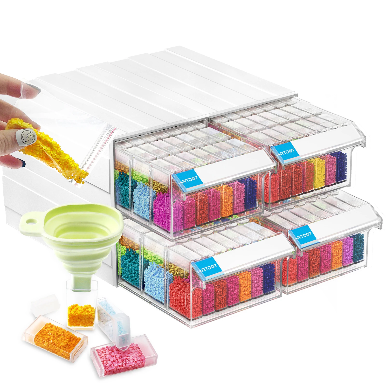 

Detachable Storage Container 1/2/4 Boxes Drawers for 5d Diamond Painting Accessories with Individual Bottle for Beads Seeds