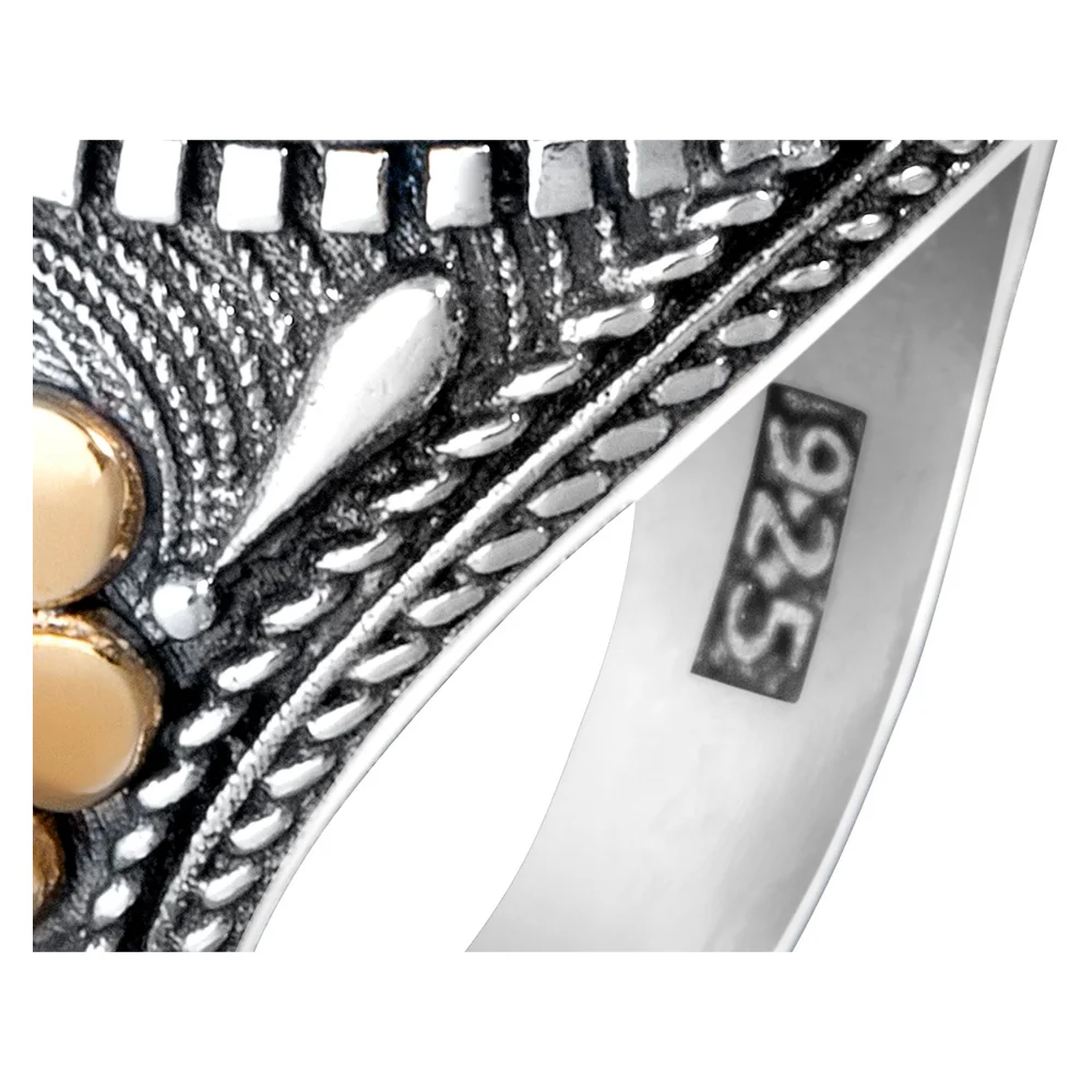 Turkish Sterling Silver Men's Ring with Gemstones From Turkey | Rings