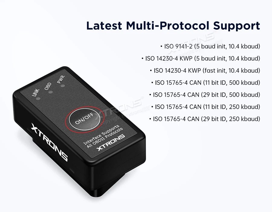 XTRONS OBD01S Bluetooth OBD2 автомобильный диагностический сканер инструмент ВКЛ/ВЫКЛ -