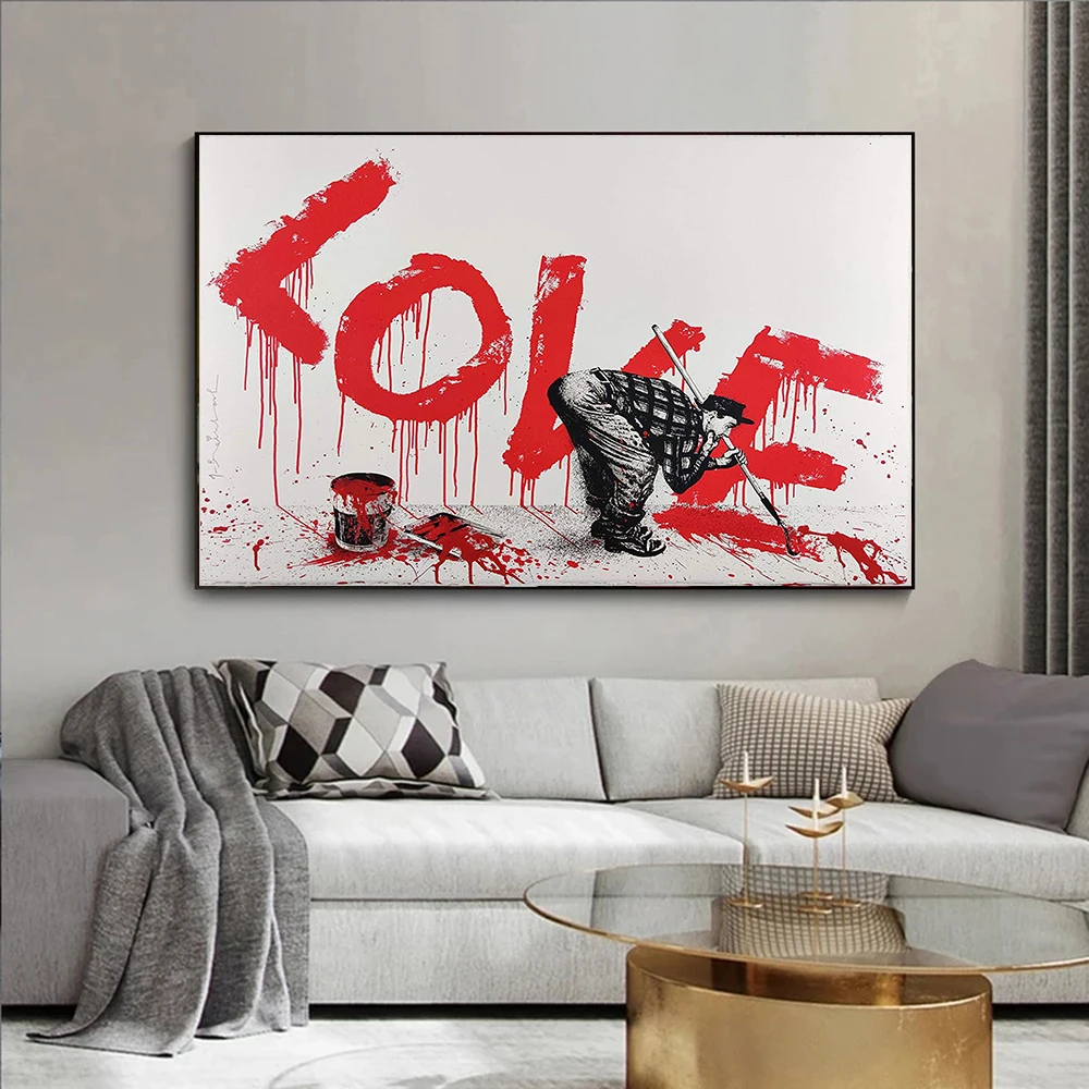 

Letter Love Canvas Painting Street Graffiti Art Poster Prints Pictures Abstract Character Oil Wall Room Home Decor Cuadros Gift