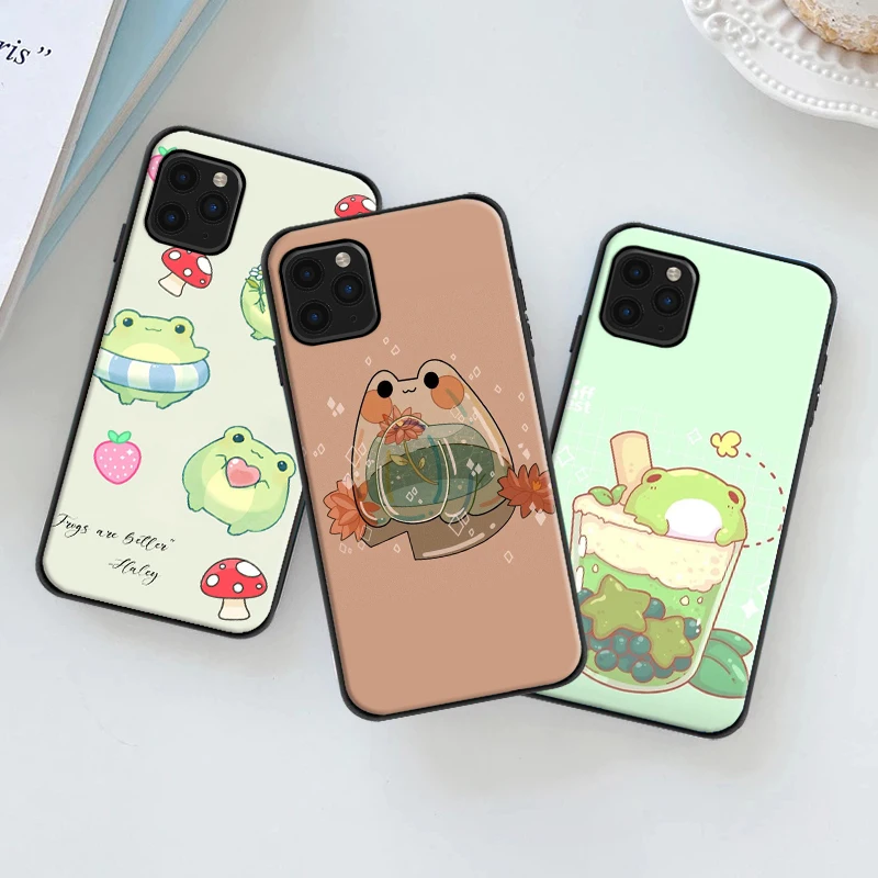 

Cute Animal Frog Phone Case For iPhone 11 12 13 Pro MAX 6 6S 7 8 Plus XS 12 13 Mini X XR SE 2020 Funda Carcasa Soft TPU Cases