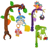 baby bendable holder stroller car bed clip rattles toys 0 12months baby plush monkey owl frog teether rustle paper mirror toy