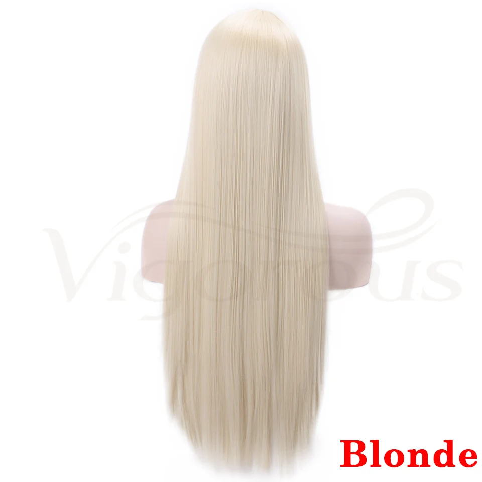 Blonde Яркие красные парики На Шнуровке Для женщин синтетический длинный прямой парики средний пробор Термостойкое волокно натуральный вид - Цвет: Blonde
