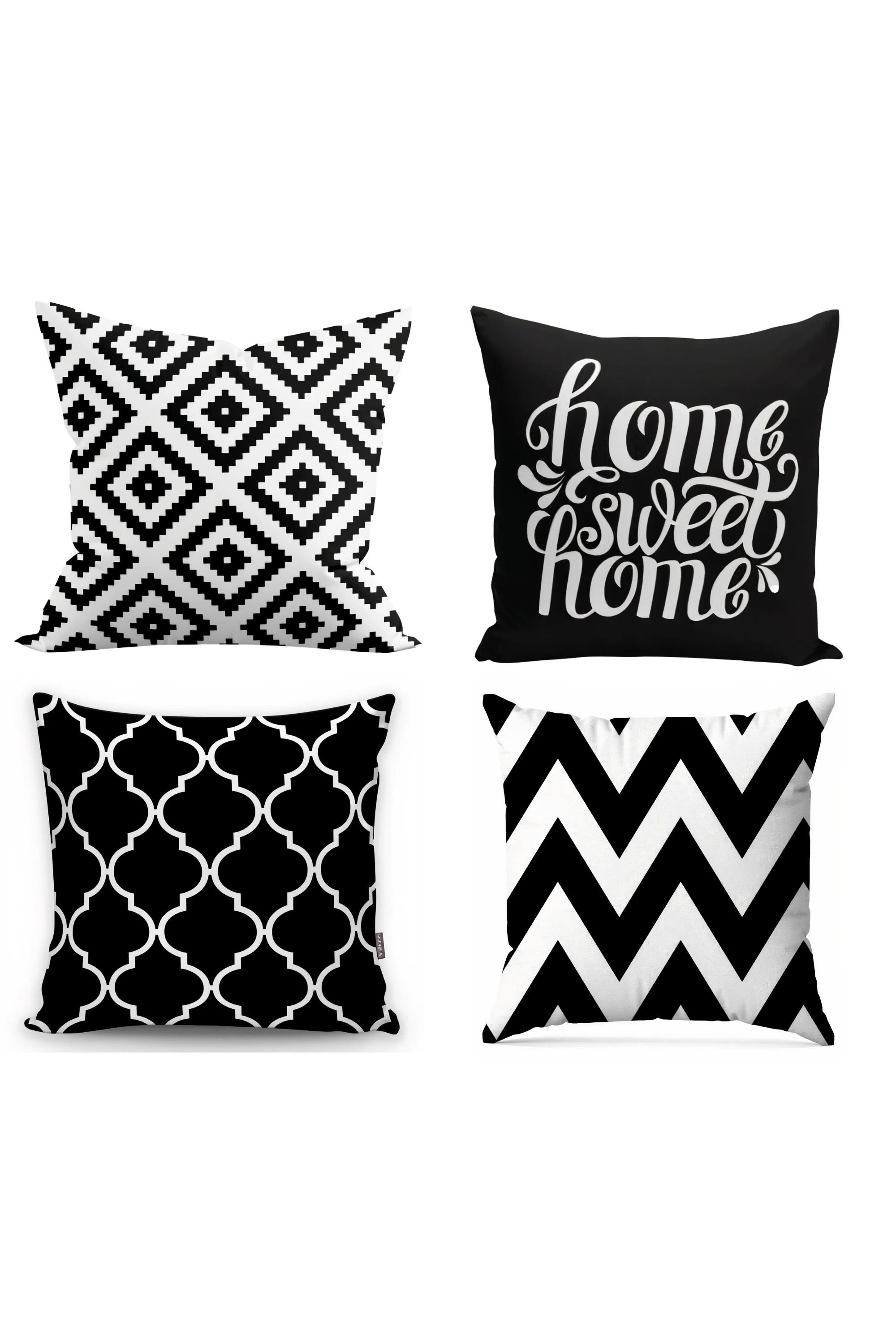 

BLACK WHITE COLOR 4 PCS 2021 DECORATIVE 45X45CM PILLOW CASE,MODERN PRINT,4 DIFFIRENT MODEL,DIRT-STAIN-REPELLENT PILLOW CASE