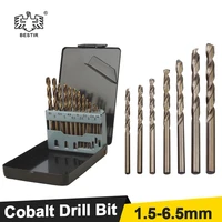 bestir 13pcs twist drill bit set 1 5 6 5mm high speed steel m35 5 cobalt drill bit tool for metal stainless steel wood drilling