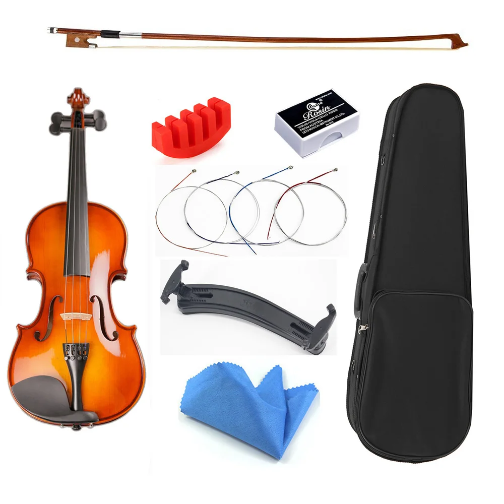 

1/8 1/10 1/16 size with Case Bow Strings Shoulder Rest Solid Wood Violin For Beginner Students