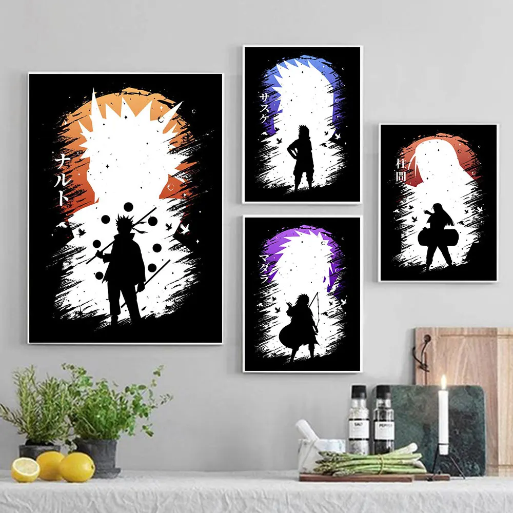 

Japanese Anime Naruto Canvas Painting Wall Art Kakashi Sasuke Poster Print Picture for Living Room Bedroom Home Decoration Mural