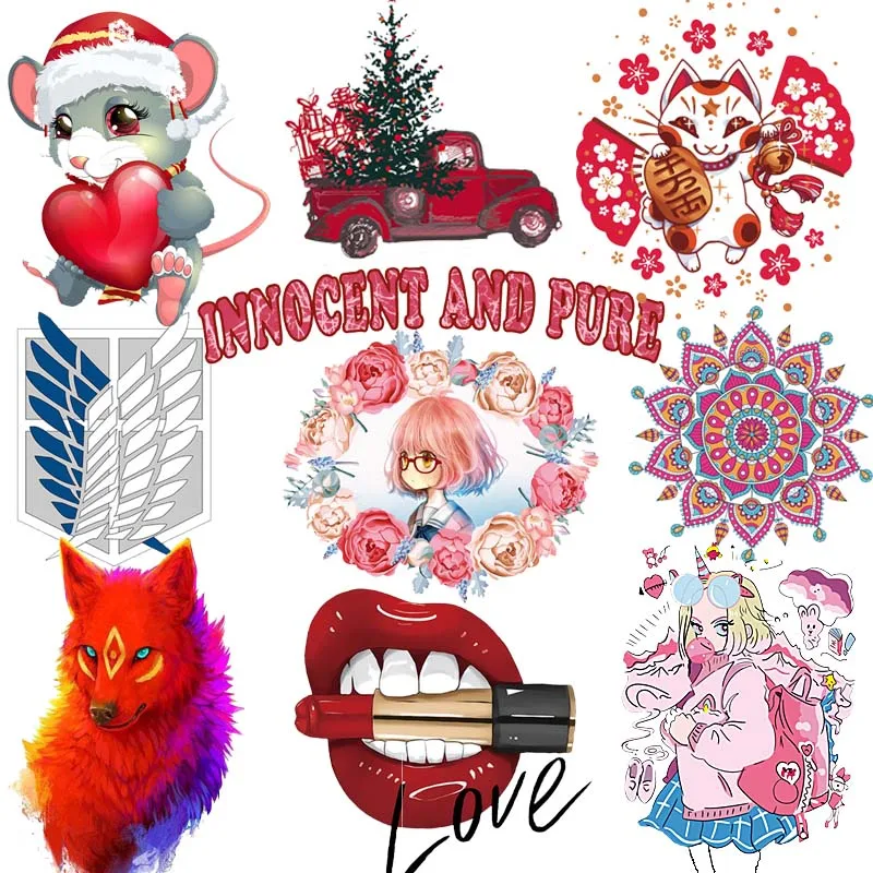 

Anime Cartoon Girls Iron On Transfer Patches For Clothing DIY Washable Women T-shirt Heat Transfer Girl Thermal Clothes Sticker