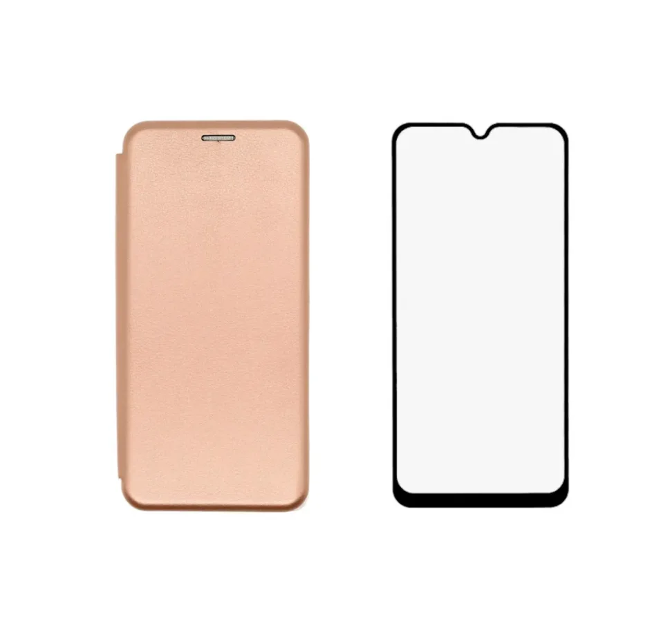 Комплект 2 в 1 для Samsung Galaxy A12 чехол книжка разных цветов с подставкой и карманом +