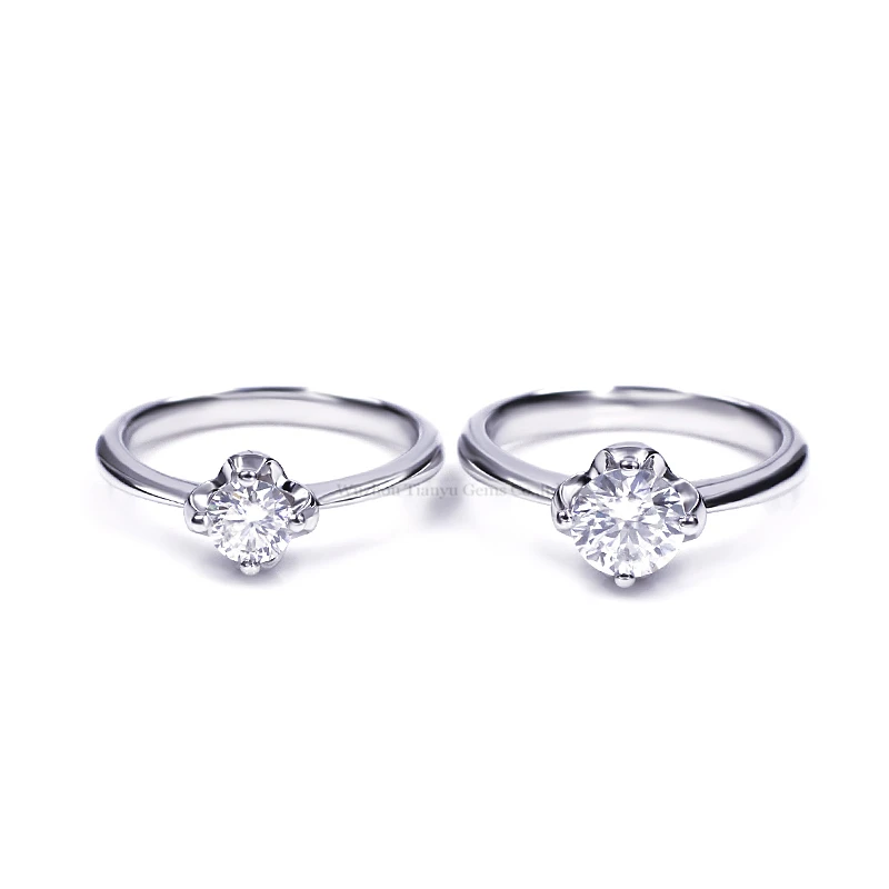 Кольцо-солитер Tianyu Gems Муассанит классическое с 4 зажимами идеальная круглая