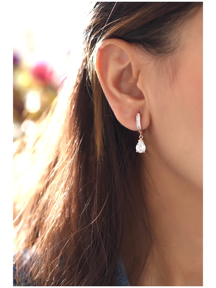 Женские серьги из серебра 925 пробы с белым цирконом | Украшения и аксессуары