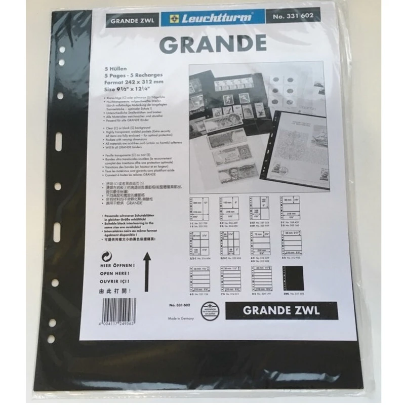 Leaf-gasket Grande supplier. Black. 2 packs of 5 sheets | Padfolio