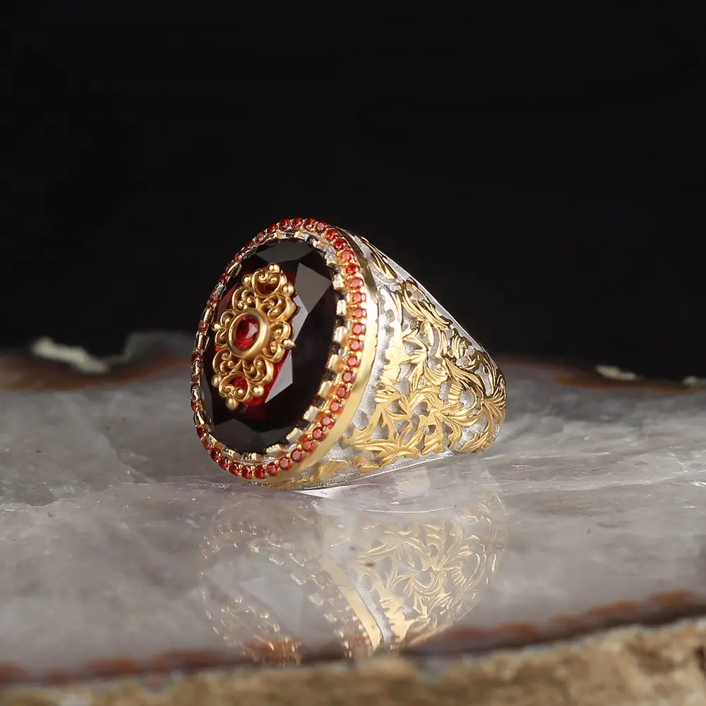 

925 Sterling Silver Ring for Men Rhodium Plated Zircon Stone Vintage Gift Mens Rings All Size Women Turkish Fashion Jewelry