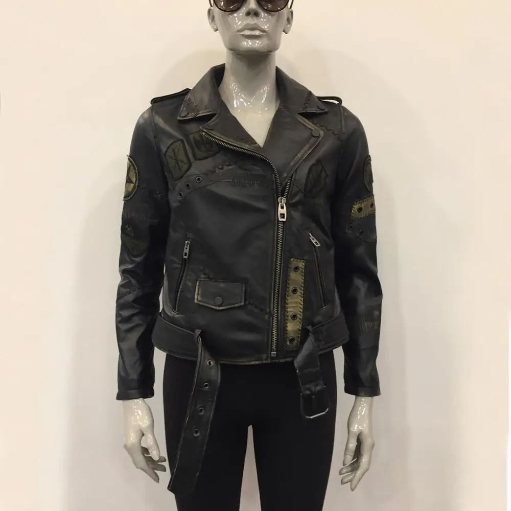 

Women's Genuine Leather Jacket Real Sheepskin Coat Motorcycle Biker Slim Short Vintage Sports Casual Coat New Fashion Outerwear