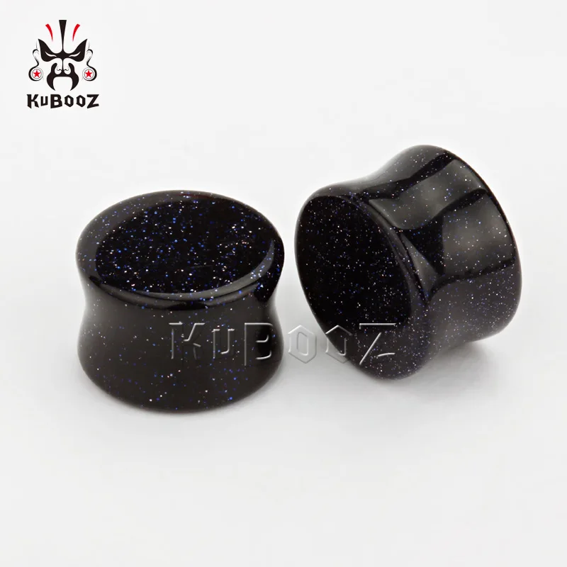 Туннели для ушей с полированным синим песком расширители пирсинга ювелирные