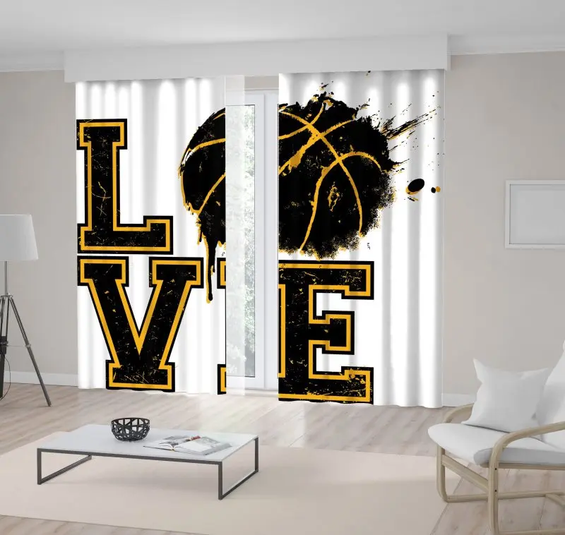 

Curtain I Love Basketball Colorful Design Elements Basketball Poster Artistic Illustration Black Yellow