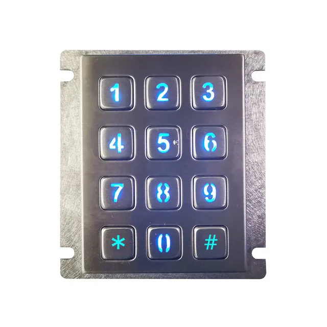 12 tasti esterni 3X4 Matrix USB ATM chiosco controllo accessi retroilluminazione a LED tastiera numerica industriale in metallo