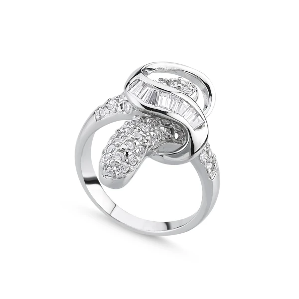 

Silver 925 Sterling Zircon Baguette Cubic Zirconia Ring