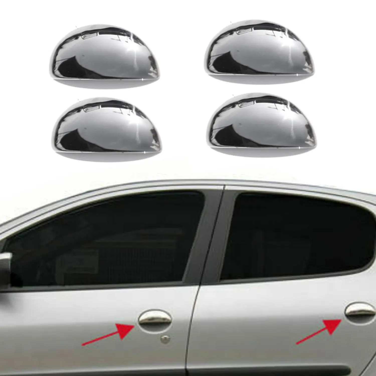 

Хромированная дверная ручка Citroen C1, 4 двери, нержавеющая сталь (2005-2014)
