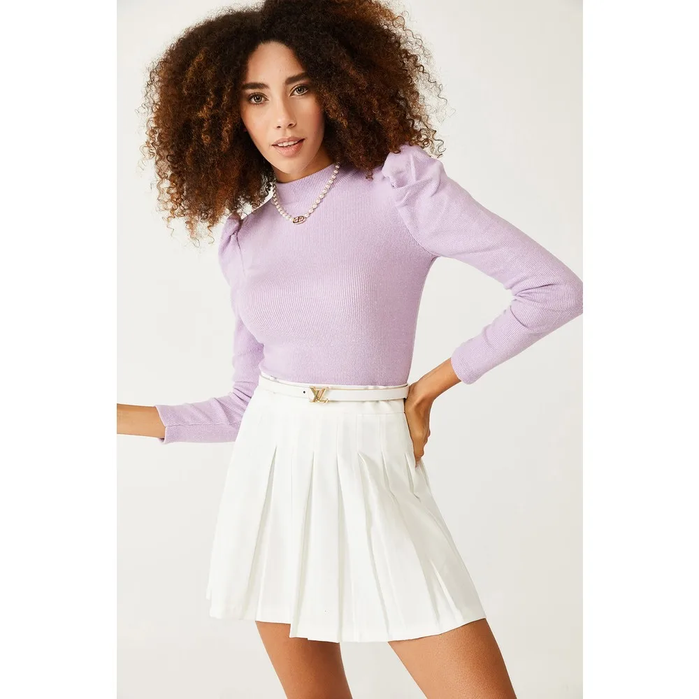 Lilac Gathered Shoulders Blouse Woman