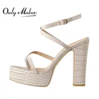 Женские босоножки на платформе Onlymaker, летние сандалии на высоком каблуке, шлепанцы с ремешком на щиколотке и пряжкой с крокодиловым принтом и перекрестными ремешками, с открытым носком, большие размеры