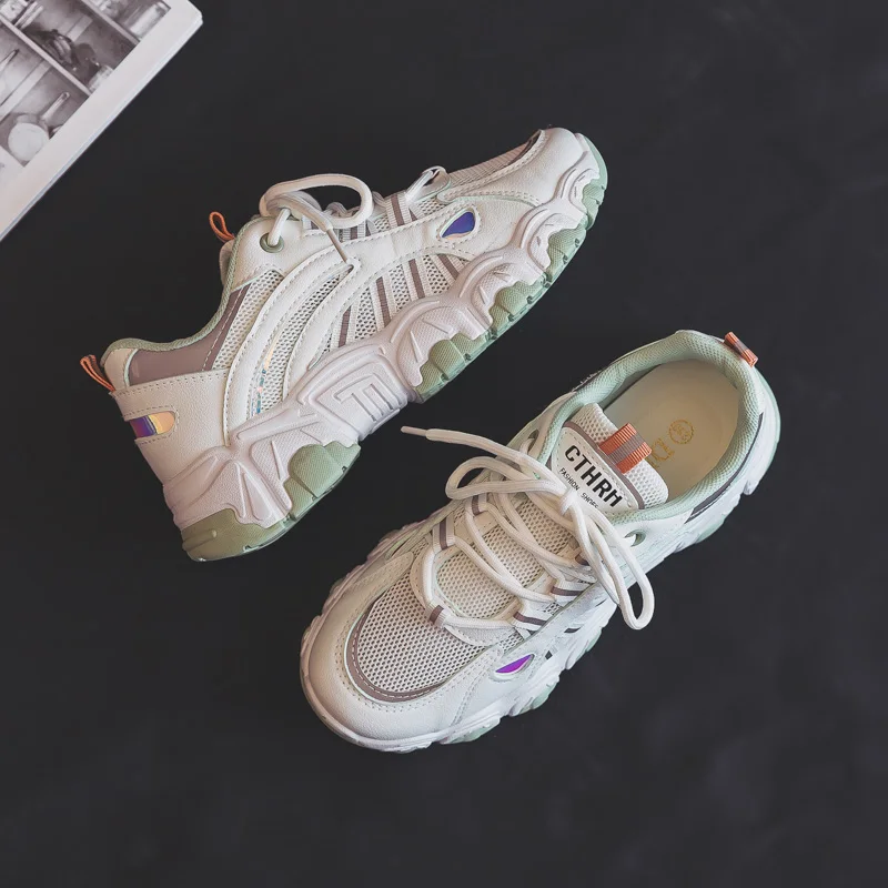 

Fashion Shoes Women Platform Sneakers 2021 Spring Mesh Breathable Casual Shoes Patchwork Students Sports Shoes