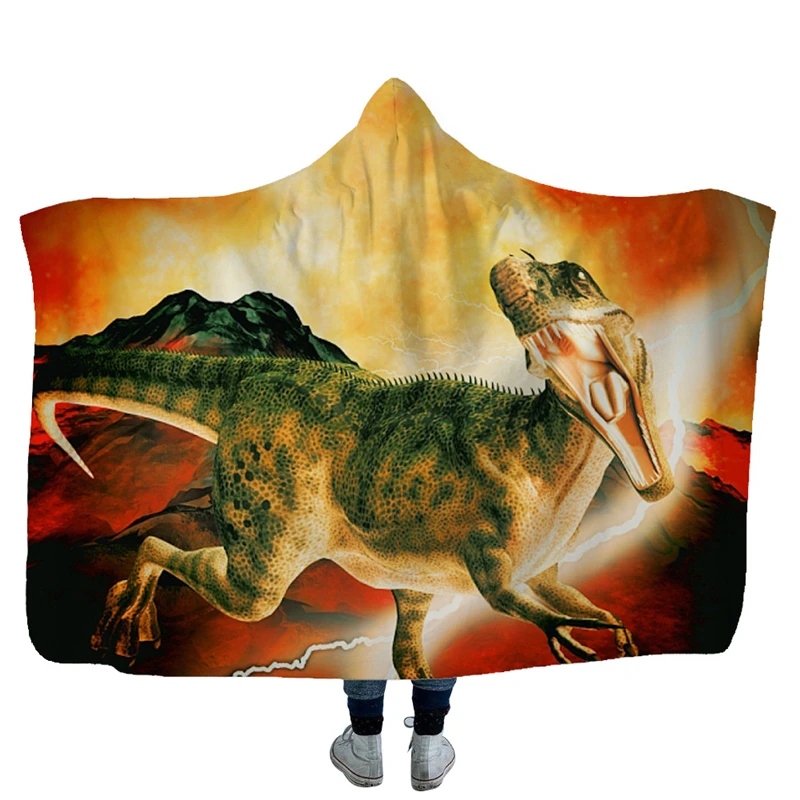 В стиле Парк Юрского периода с принтом динозавра плюша на меху капюшоном и