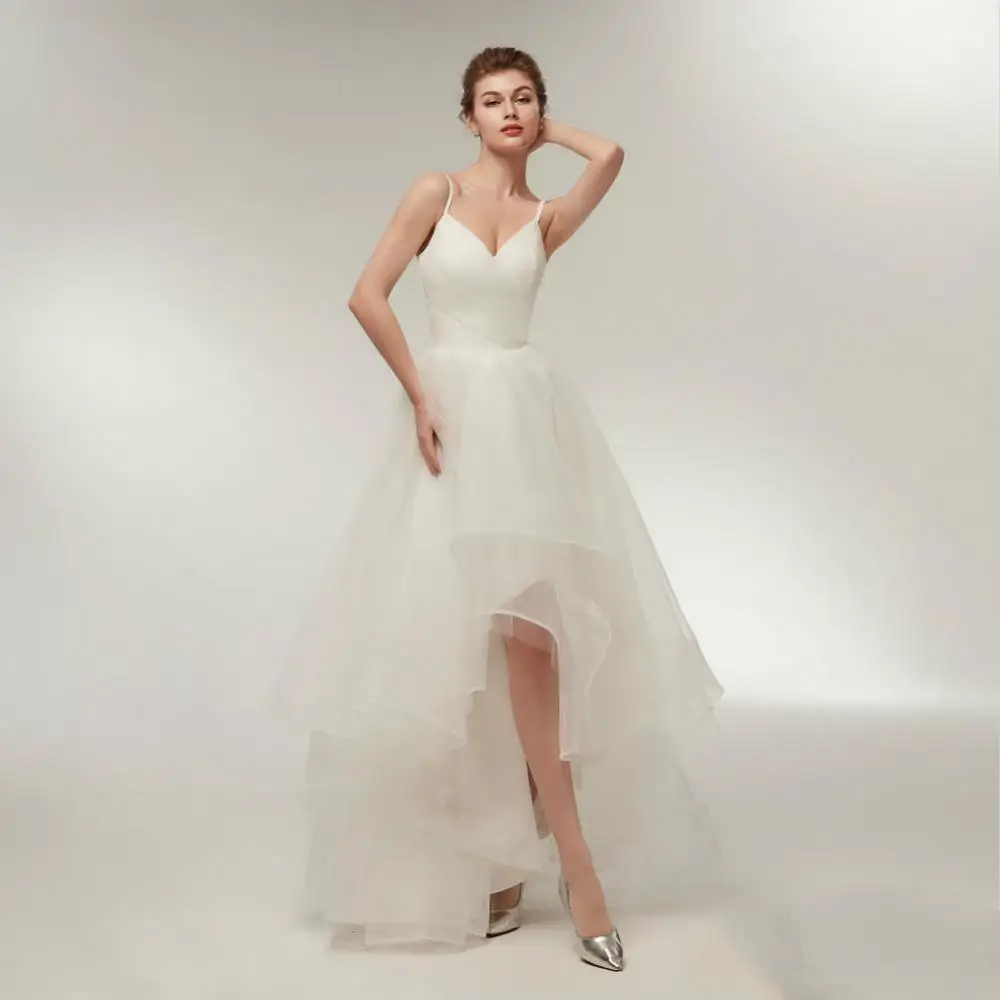 Садовое богемное свадебное платье в стиле бохо с высоким и низким вырезом