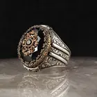 Циркон 925 серебро гравировка традиционная ручная работа Турецкая вывеска кольцо ювелирные изделия подарок для женщин мужчин