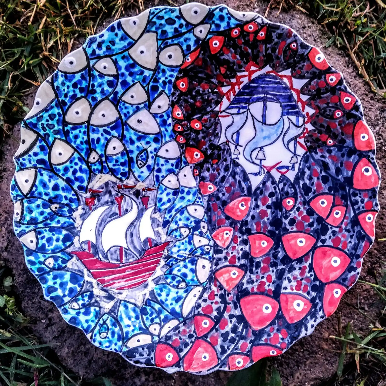 

Finecraft Handmade 100% Original and Original Design Ceramic, Tile Decorative Plate Es-620