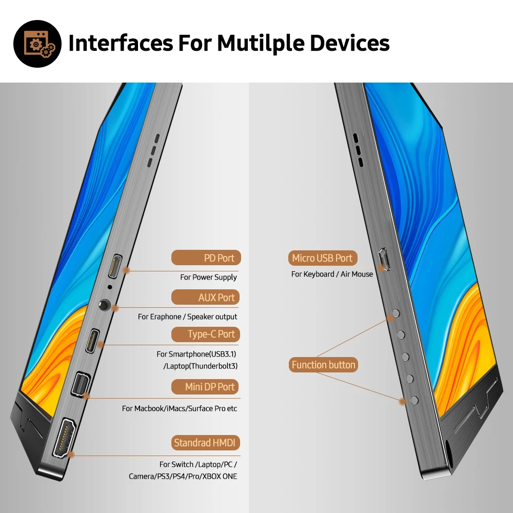 구매 UPERFECT-15.6 4K USB C타입 IPS 스크린 휴대용 모니터 Ps4 스위치, 엑스박스 화웨이 샤오미 전화 게임 노트북 LCD 디스플레이