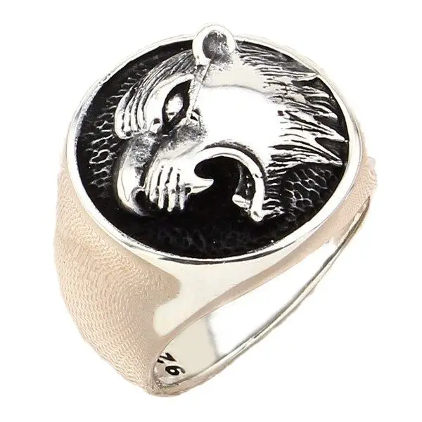 

Стерлингового серебра Тигр кольцо Винтаж перстень туфли ручной работы серебристого цвета; Для мужчин кольцо серебро Для женщин Для мужчин ...