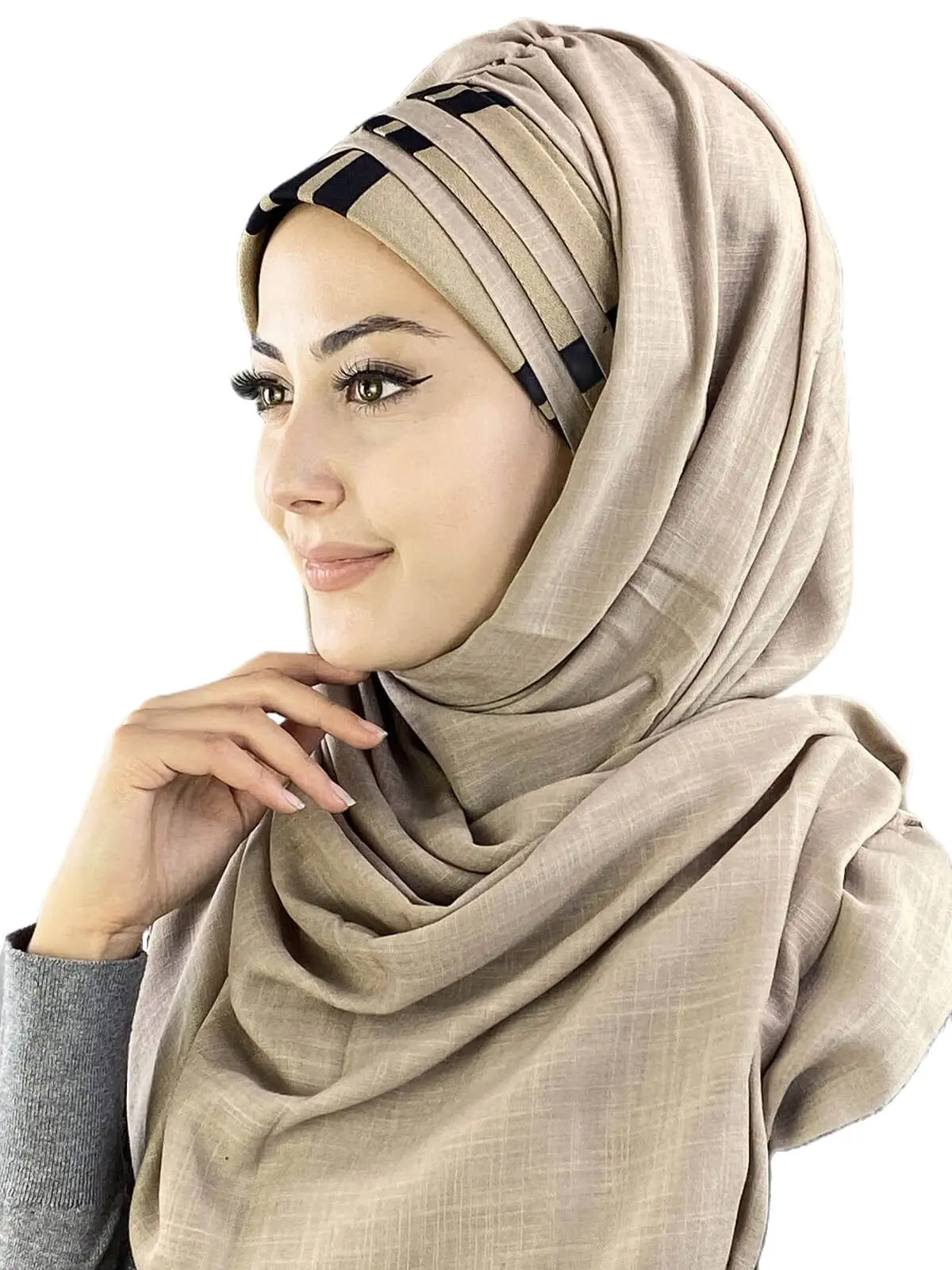 

Milky Coffee Instant Shawl New Fashion Islamic Muslim Women Scarf 2021 Trend Hijab Which Are Immediately Ready To Wear Hats Beanie Bonnet koton