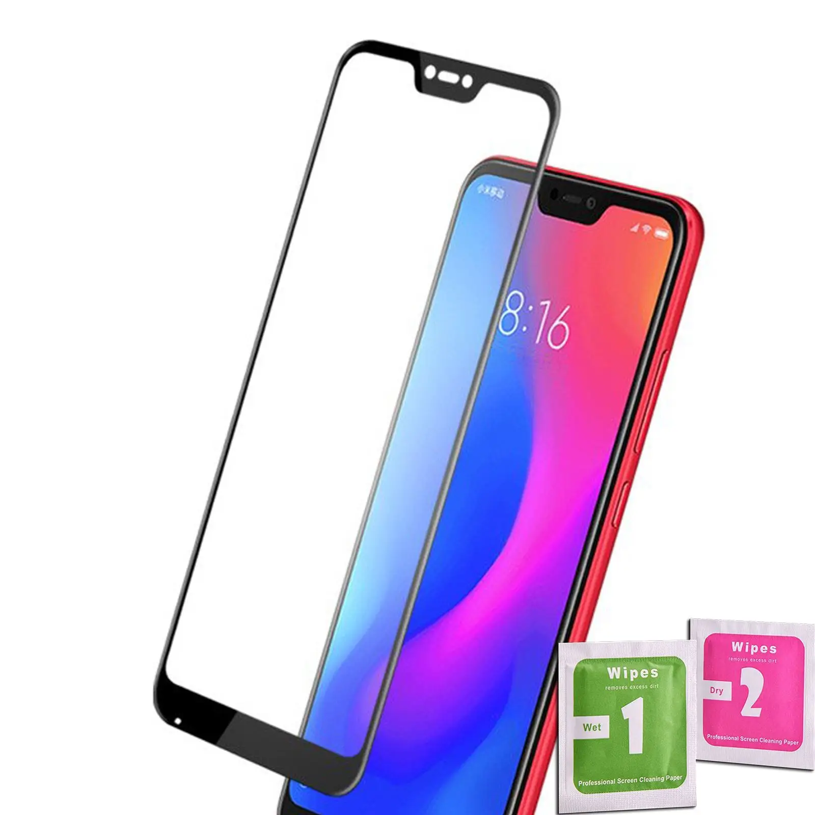 Закаленное стекло для защиты экрана XIAOMI MI A2 LITE черное переднее полноценное