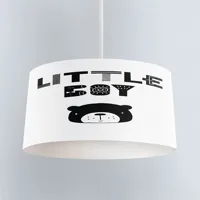 Else Black White Little Bear Scandinavian Print Fabric Kids Chandelier Lamp Drum Lampshade Floor Ceiling Pendant Light Shade