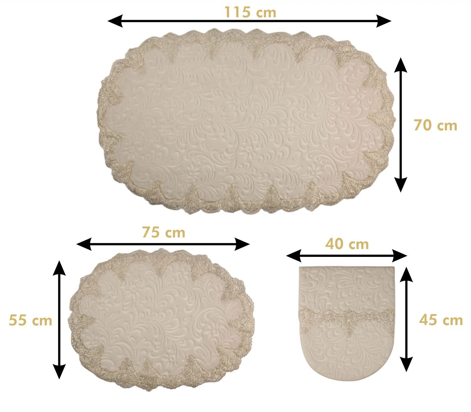 Prezzo Bonny Home Plush Lux Ovale 3 Pezzi Tappetino Da Bagno In Pizzo Set Antiscivolo Lusso Doccia Wc Tappeto Da Bagno