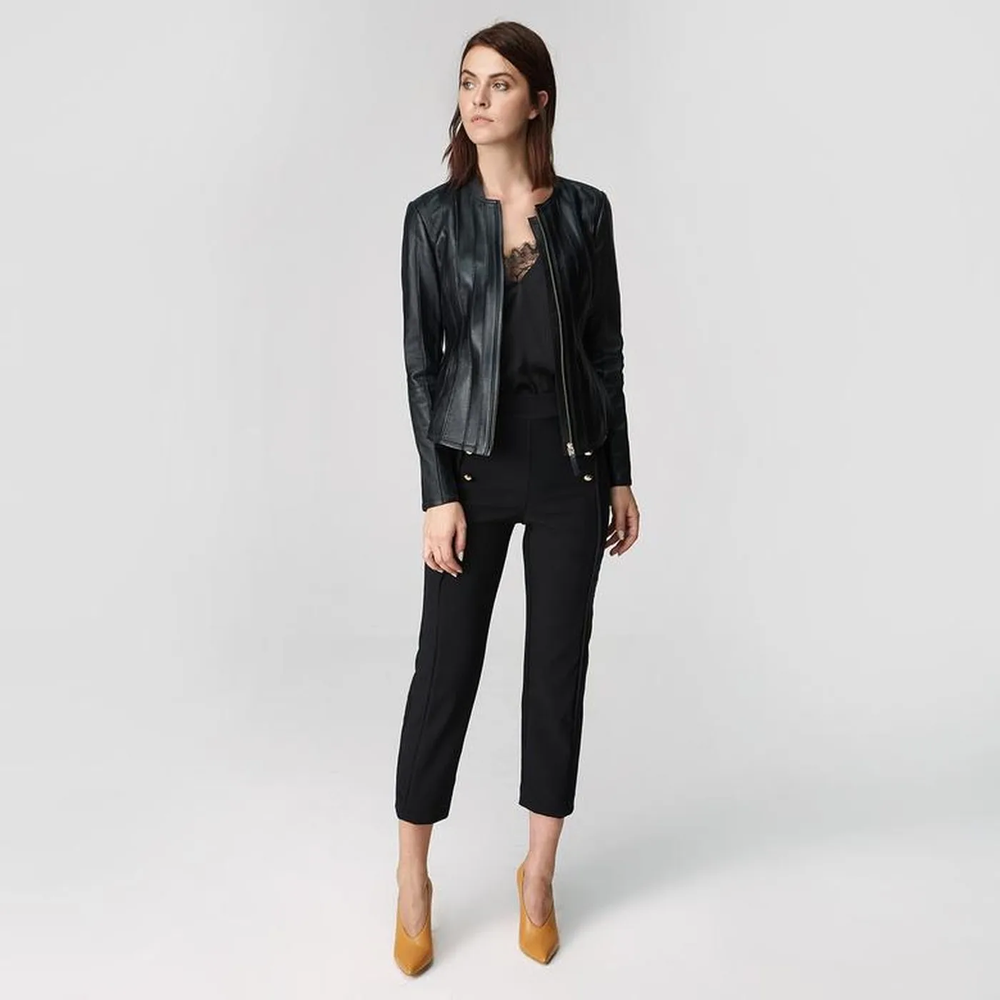 

Genuine Sheep Leather Jacket for Women, Black and any Color Hooded Sport Biker Leather Jackets, Leather Goods from Turkey