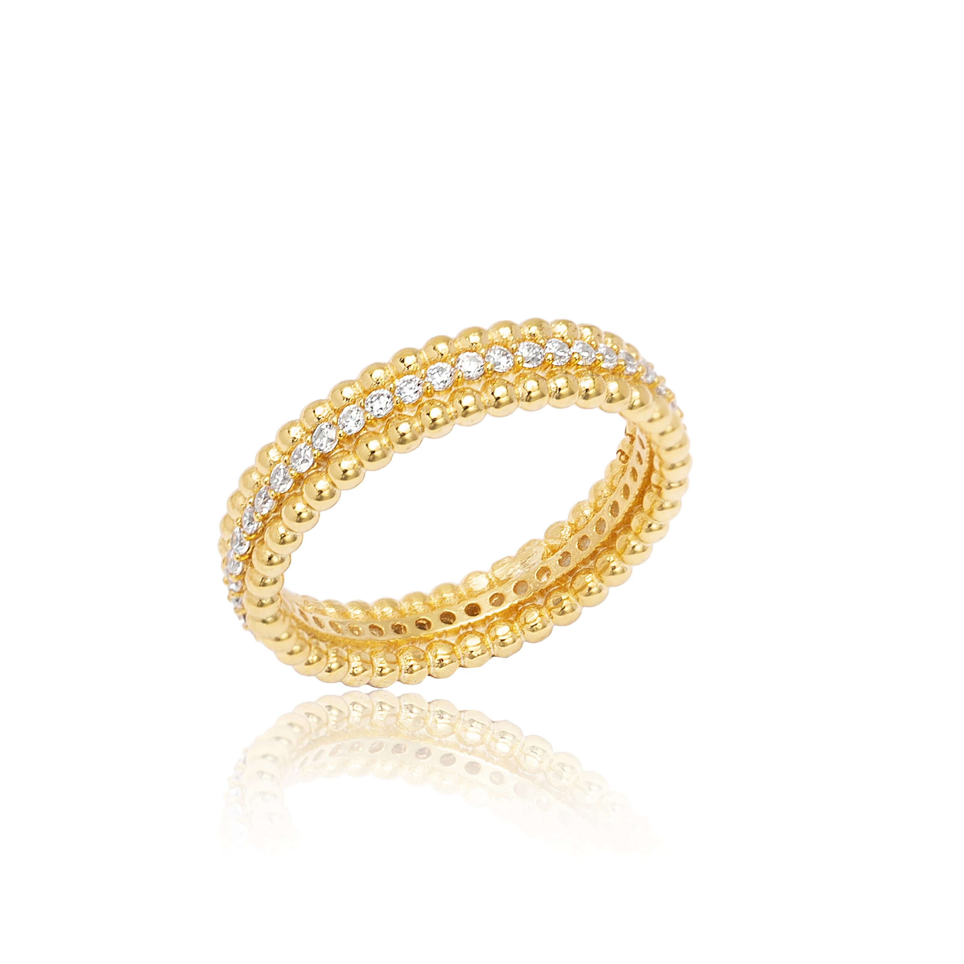 

Ball Design Pave Zirconia Stone Band Ring Handcrafted Silver Jewelry
