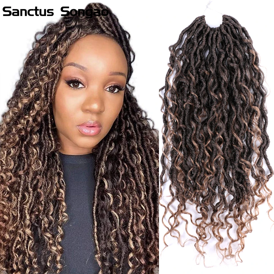 

18Inch Synthetic Crochet Braids River Locs Hair Extensions Soft Goddess Locs Crochet Hair Faux Locks Braids Hair for Black Women