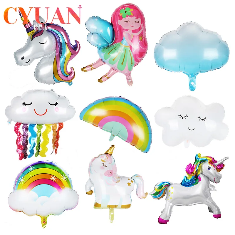 

CYUAN Unicorn Birthday Party Decor Kids Unicorn Party Favor Unicorn Rainbow Cloud Balloons Unicornio Wedding Decor Baby Shower