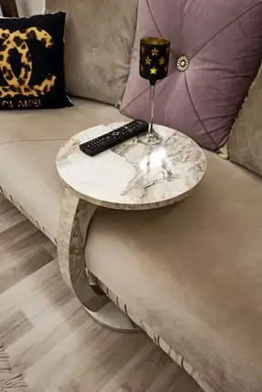 Wheeled C Coffee Table Sofa Side Zigon Service White Marble | Tables