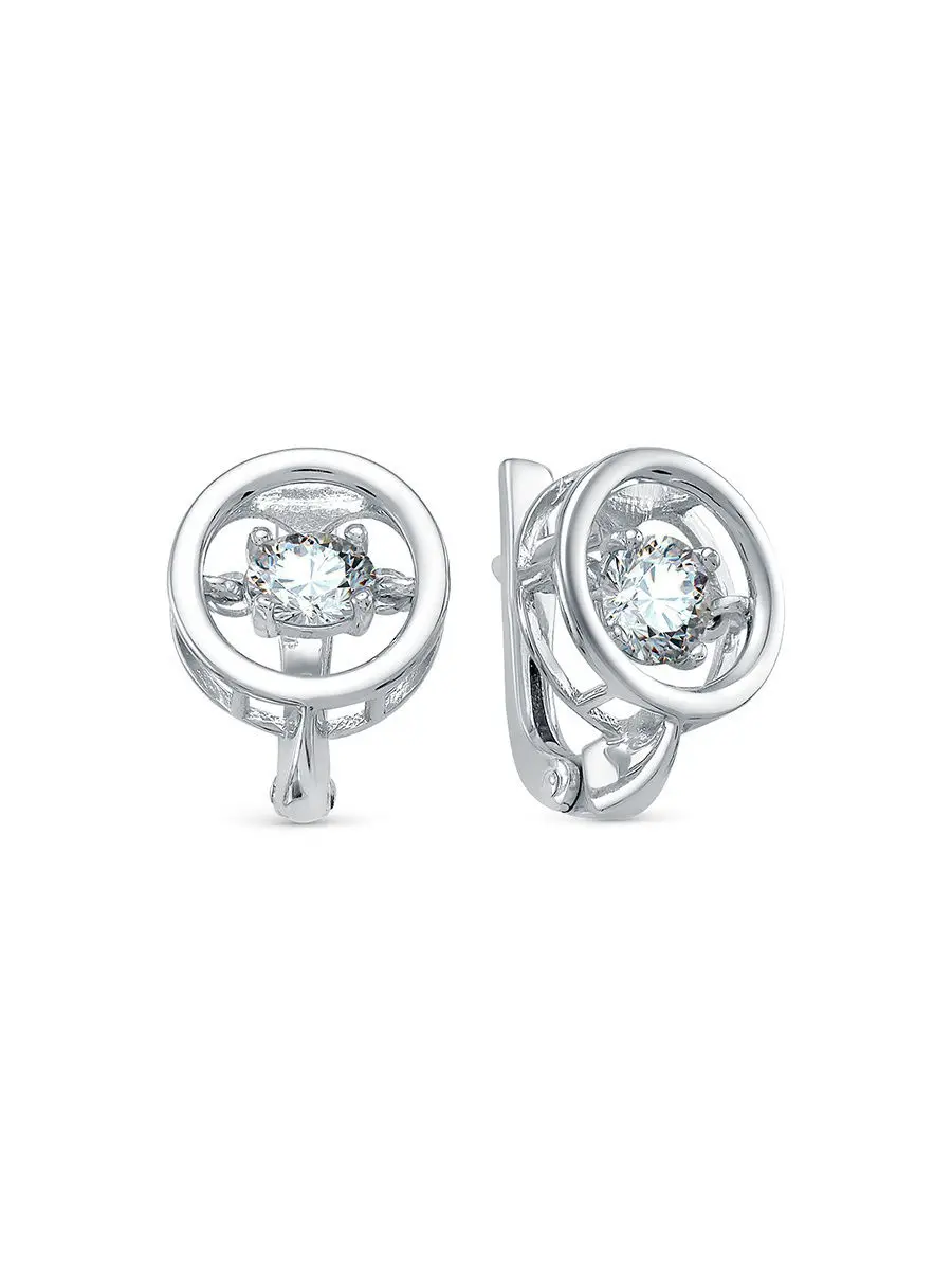 Серьги вставка &quotТанцующий&quot фианит бесцветный SamoroDki Jewelry.серебро 925пр покрытие