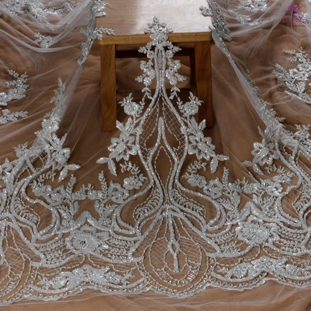La Belleza, новинка, свадебное платье, кружевная ткань, дизайн, кружево, Серебряное золото, расшитое бисером, кружевная ткань, Кристальное кружево, 1 ярд