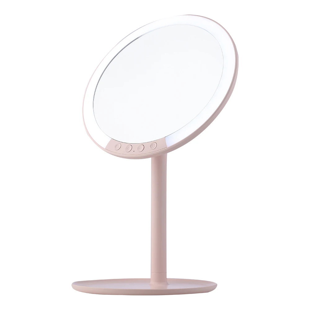 Pink 7X Лупа Макияж Зеркало Led с 66 бусинковые лампы косметическое зеркало с сенсорным выключателем 7-скорость вентилятора диммер 3 цвета для Настольный Штатив для путешествий - Цвет: Pink