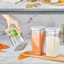 Kitchen Plastic  Locked Storage Food Container Organizer Jars Spices Bulk Cereals Sugar Bowls Home Boxes Convenience Airtight