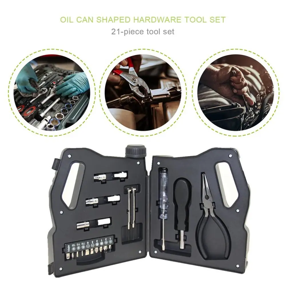 

Oil Can Shaped Hardware Tool Set Combination Repair Kit With Oil Can Box Portable Household Repair Tool Set